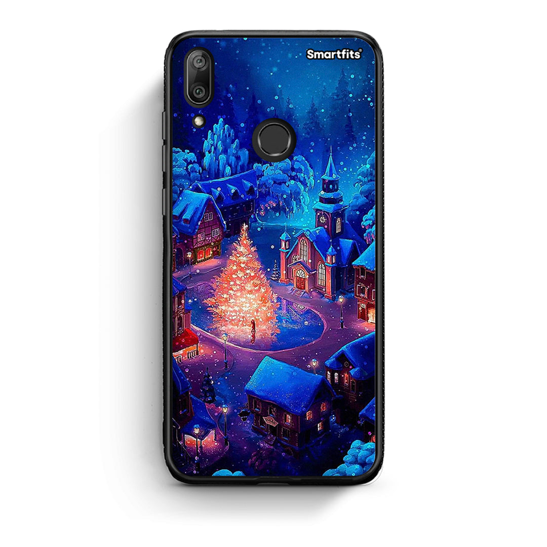 Huawei Y7 2019 Xmas Village θήκη από τη Smartfits με σχέδιο στο πίσω μέρος και μαύρο περίβλημα | Smartphone case with colorful back and black bezels by Smartfits