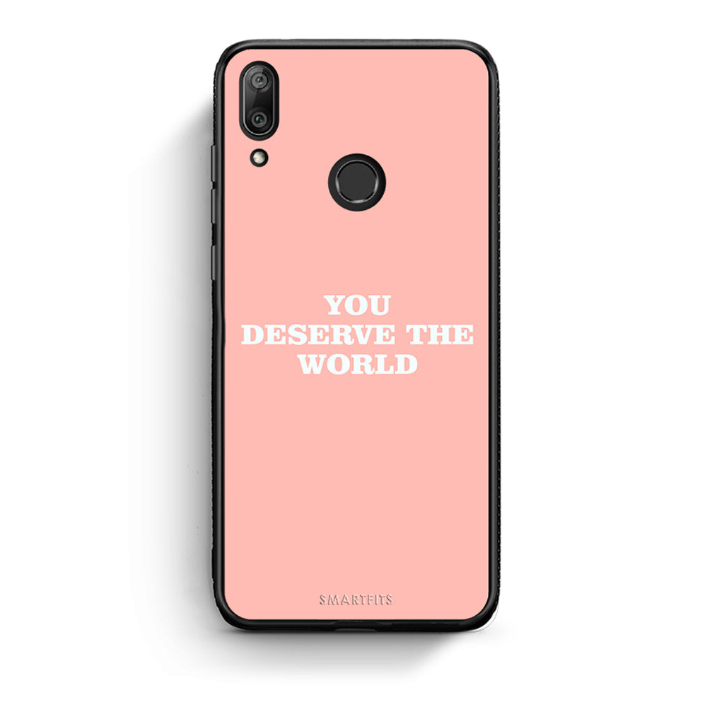 Huawei Y7 2019 You Deserve The World Θήκη Αγίου Βαλεντίνου από τη Smartfits με σχέδιο στο πίσω μέρος και μαύρο περίβλημα | Smartphone case with colorful back and black bezels by Smartfits