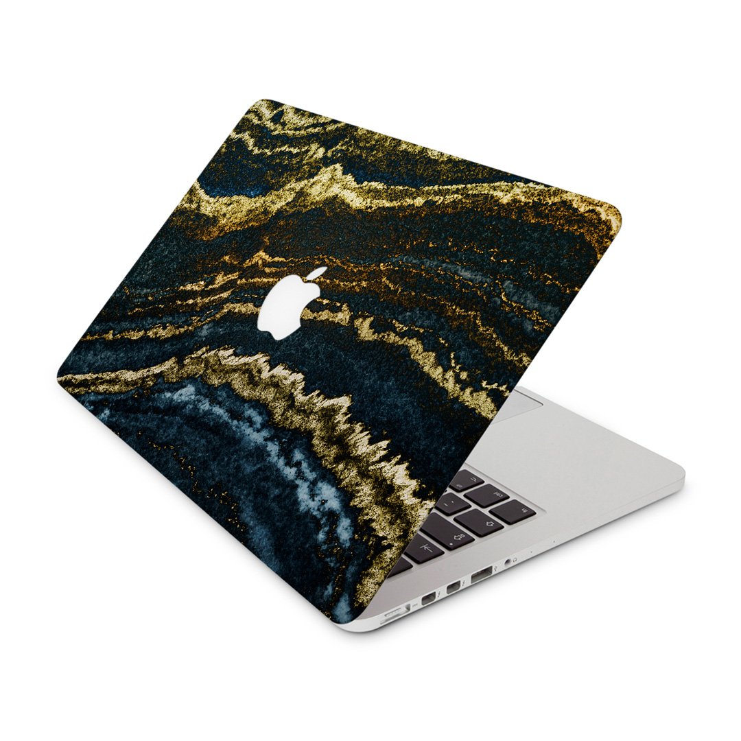 Marble Gold Dark Blue - Macbook Skin