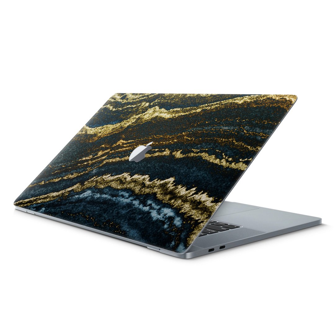 Marble Gold Dark Blue - Macbook Skin