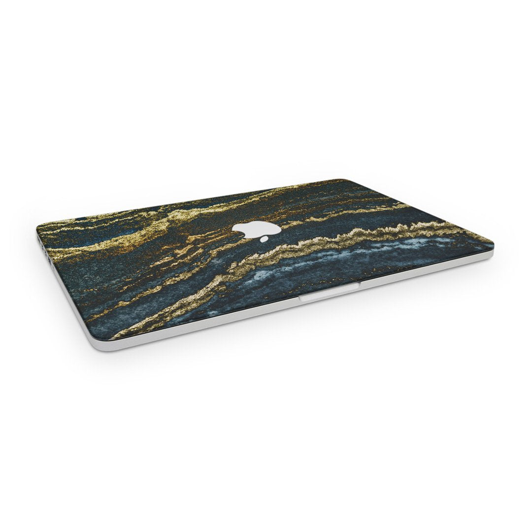 Marble Gold Dark Blue - Macbook Skin