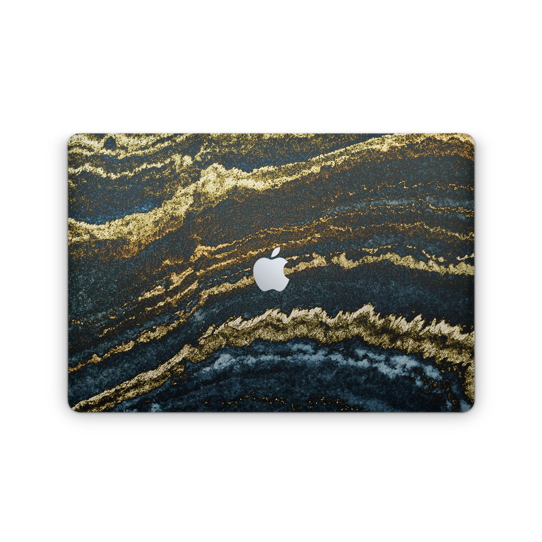 Marble Gold Dark Blue - Macbook Skin
