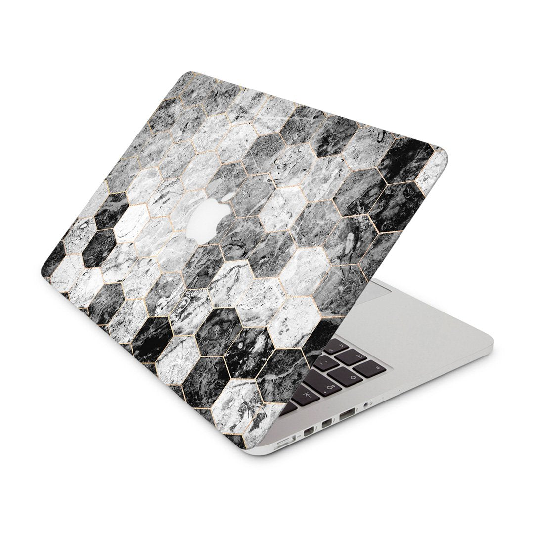 Marble Hexagon Black - Macbook Skin