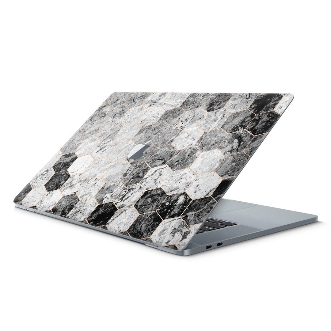 Marble Hexagon Black - Macbook Skin