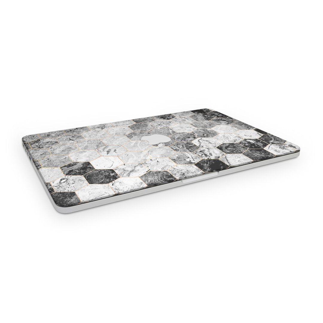 Marble Hexagon Black - Macbook Skin
