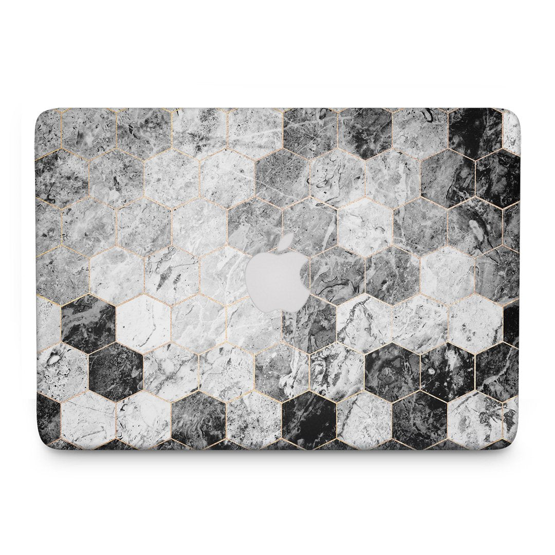 Marble Hexagon Black - Macbook Skin
