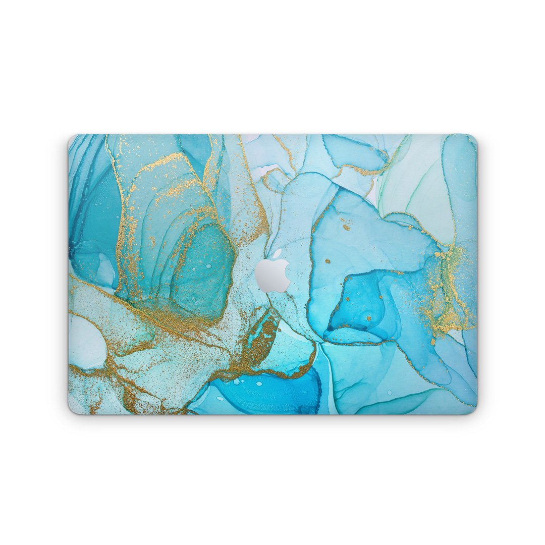 Watercolor Turquoise Gold - Macbook Skin