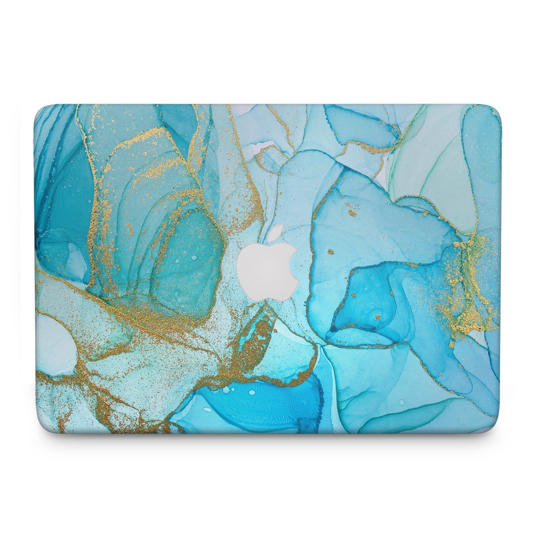 Watercolor Turquoise Gold - Macbook Skin