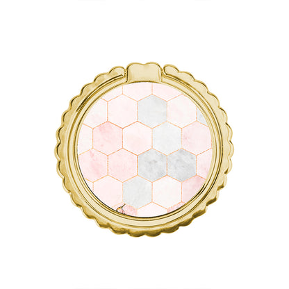 Marble Hexagon Pink - Μεταλλικό Δαχτυλίδι Κινητού