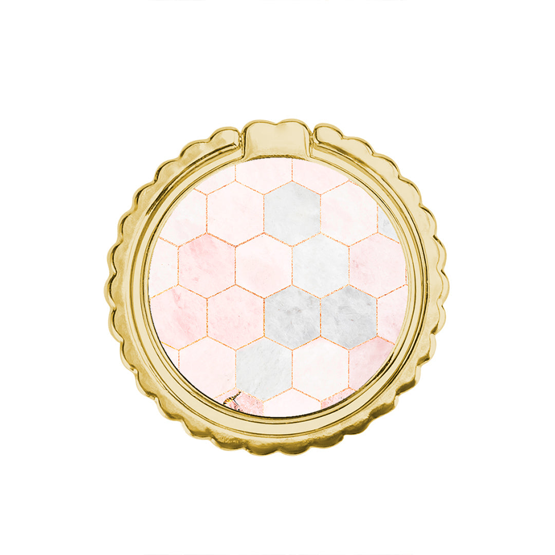 Marble Hexagon Pink - Μεταλλικό Δαχτυλίδι Κινητού