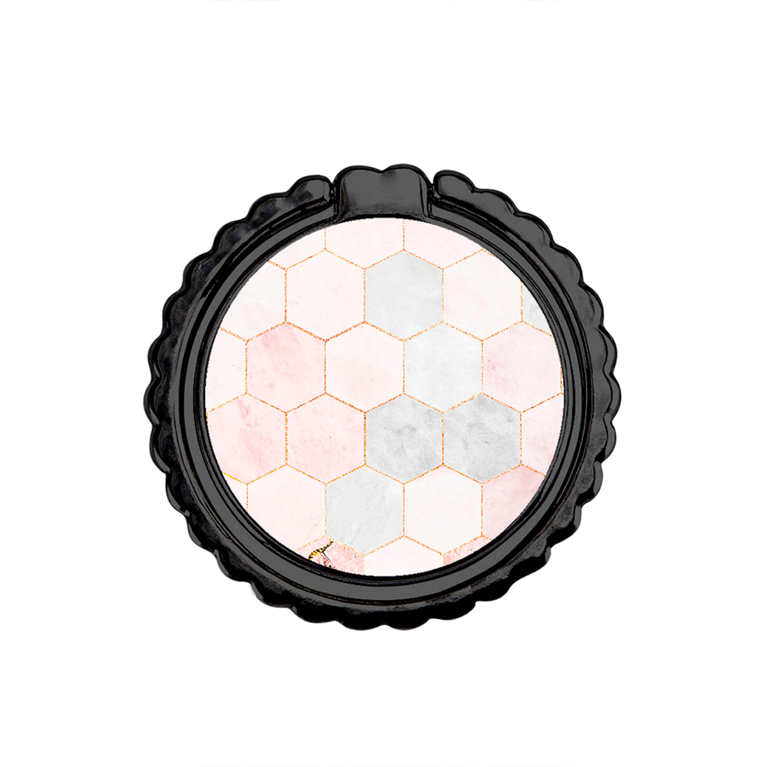 Marble Hexagon Pink - Μεταλλικό Δαχτυλίδι Κινητού