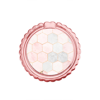 Marble Hexagon Pink - Μεταλλικό Δαχτυλίδι Κινητού