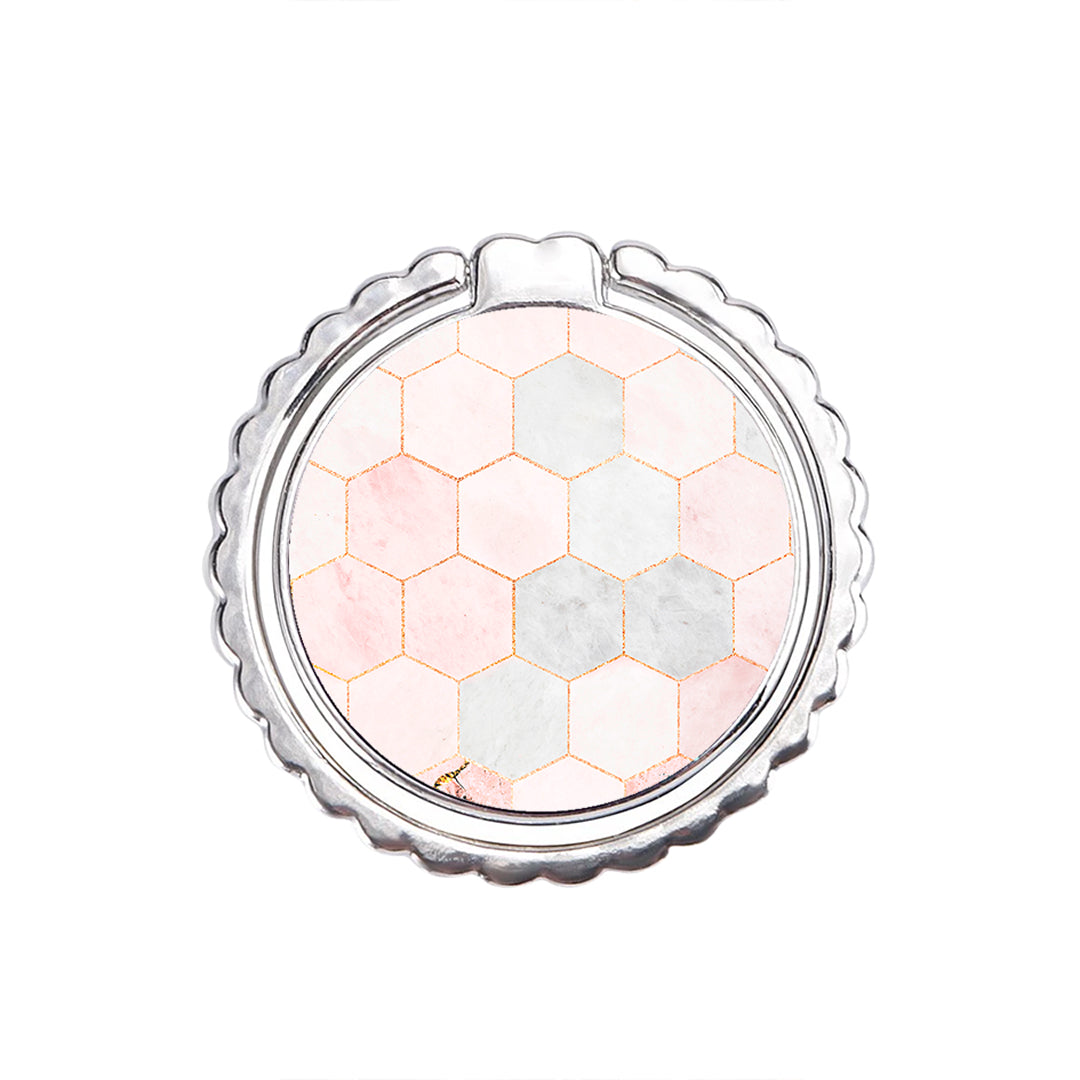 Marble Hexagon Pink - Μεταλλικό Δαχτυλίδι Κινητού