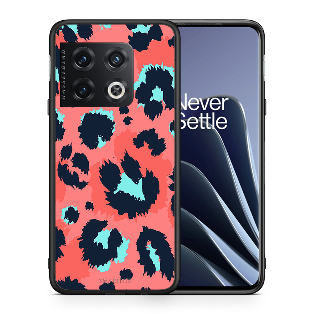 Θήκη OnePlus 10 Pro Pink Leopard Animal από τη Smartfits με σχέδιο στο πίσω μέρος και μαύρο περίβλημα | OnePlus 10 Pro Pink Leopard Animal case with colorful back and black bezels