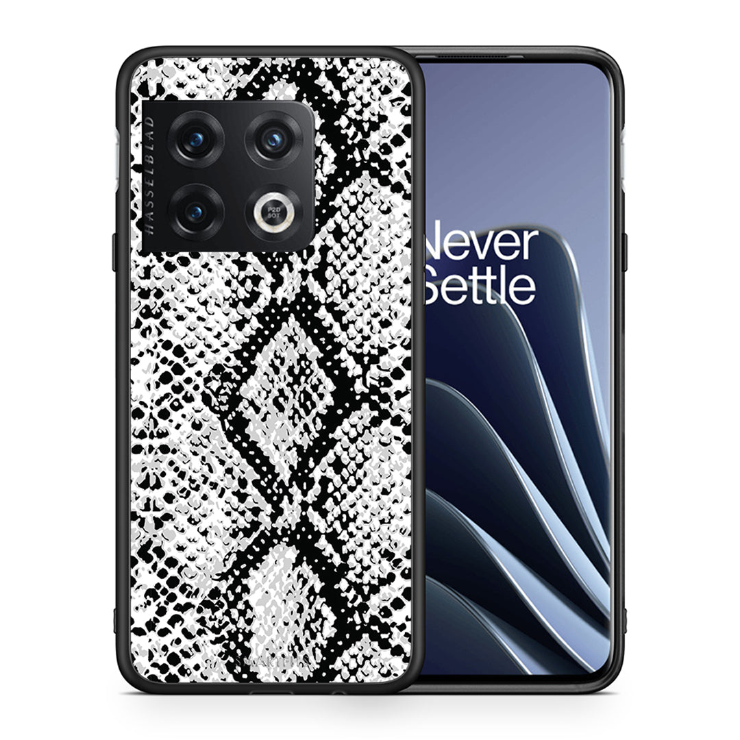 Θήκη OnePlus 10 Pro White Snake Animal από τη Smartfits με σχέδιο στο πίσω μέρος και μαύρο περίβλημα | OnePlus 10 Pro White Snake Animal case with colorful back and black bezels