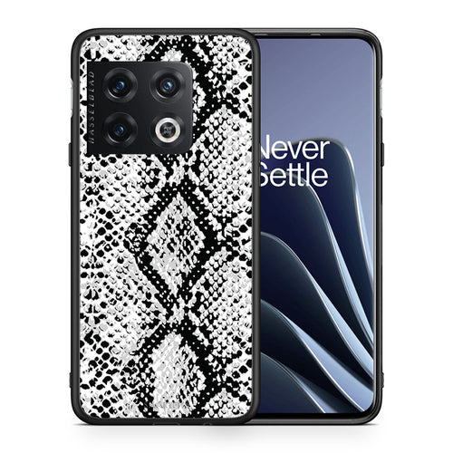 Θήκη OnePlus 10 Pro White Snake Animal από τη Smartfits με σχέδιο στο πίσω μέρος και μαύρο περίβλημα | OnePlus 10 Pro White Snake Animal case with colorful back and black bezels