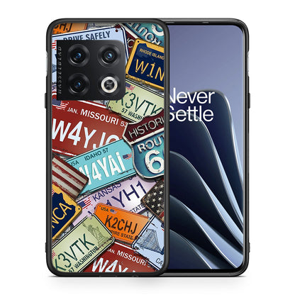 Θήκη OnePlus 10 Pro Car Plates από τη Smartfits με σχέδιο στο πίσω μέρος και μαύρο περίβλημα | OnePlus 10 Pro Car Plates case with colorful back and black bezels