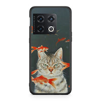 Thumbnail for OnePlus 10 Pro Cat Goldfish θήκη από τη Smartfits με σχέδιο στο πίσω μέρος και μαύρο περίβλημα | Smartphone case with colorful back and black bezels by Smartfits