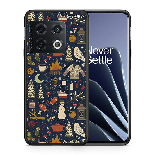 Θήκη OnePlus 10 Pro Christmas Elements από τη Smartfits με σχέδιο στο πίσω μέρος και μαύρο περίβλημα | OnePlus 10 Pro Christmas Elements case with colorful back and black bezels