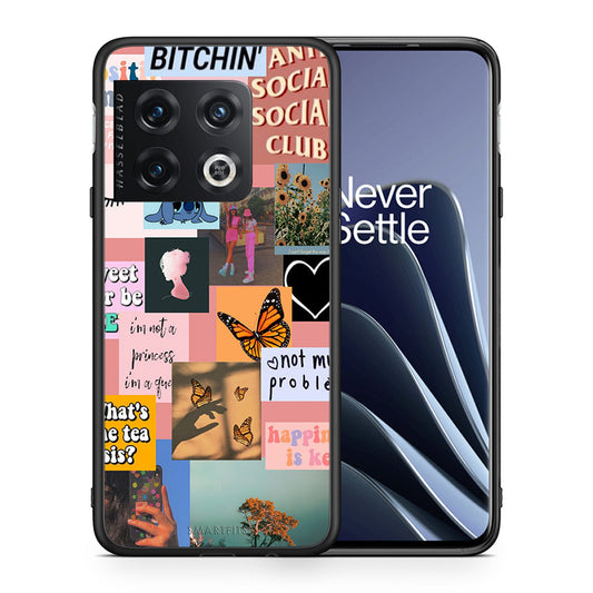 Θήκη Αγίου Βαλεντίνου OnePlus 10 Pro Collage Bitchin από τη Smartfits με σχέδιο στο πίσω μέρος και μαύρο περίβλημα | OnePlus 10 Pro Collage Bitchin case with colorful back and black bezels