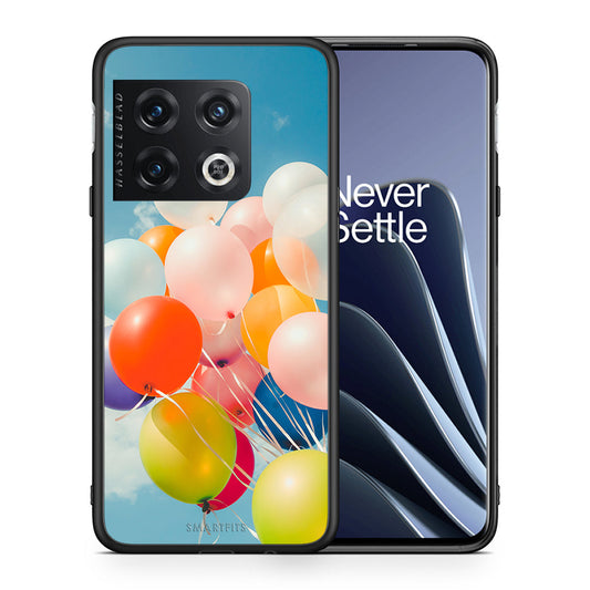 Θήκη OnePlus 10 Pro Colorful Balloons από τη Smartfits με σχέδιο στο πίσω μέρος και μαύρο περίβλημα | OnePlus 10 Pro Colorful Balloons case with colorful back and black bezels