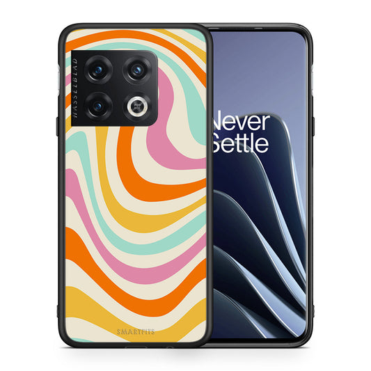 Θήκη OnePlus 10 Pro Colourful Waves από τη Smartfits με σχέδιο στο πίσω μέρος και μαύρο περίβλημα | OnePlus 10 Pro Colourful Waves case with colorful back and black bezels