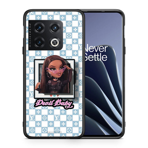 Θήκη Αγίου Βαλεντίνου OnePlus 10 Pro Devil Baby από τη Smartfits με σχέδιο στο πίσω μέρος και μαύρο περίβλημα | OnePlus 10 Pro Devil Baby case with colorful back and black bezels