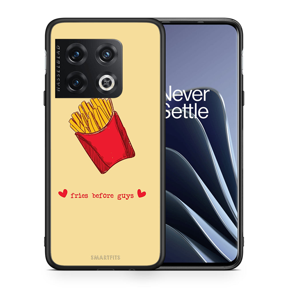 Θήκη Αγίου Βαλεντίνου OnePlus 10 Pro Fries Before Guys από τη Smartfits με σχέδιο στο πίσω μέρος και μαύρο περίβλημα | OnePlus 10 Pro Fries Before Guys case with colorful back and black bezels
