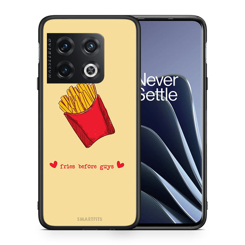Θήκη Αγίου Βαλεντίνου OnePlus 10 Pro Fries Before Guys από τη Smartfits με σχέδιο στο πίσω μέρος και μαύρο περίβλημα | OnePlus 10 Pro Fries Before Guys case with colorful back and black bezels