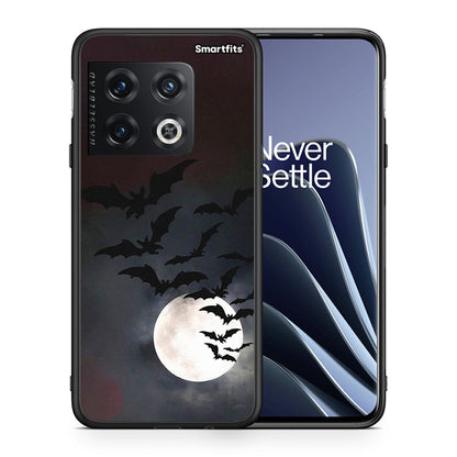 Θήκη OnePlus 10 Pro Halloween Bat Night από τη Smartfits με σχέδιο στο πίσω μέρος και μαύρο περίβλημα | OnePlus 10 Pro Halloween Bat Night case with colorful back and black bezels