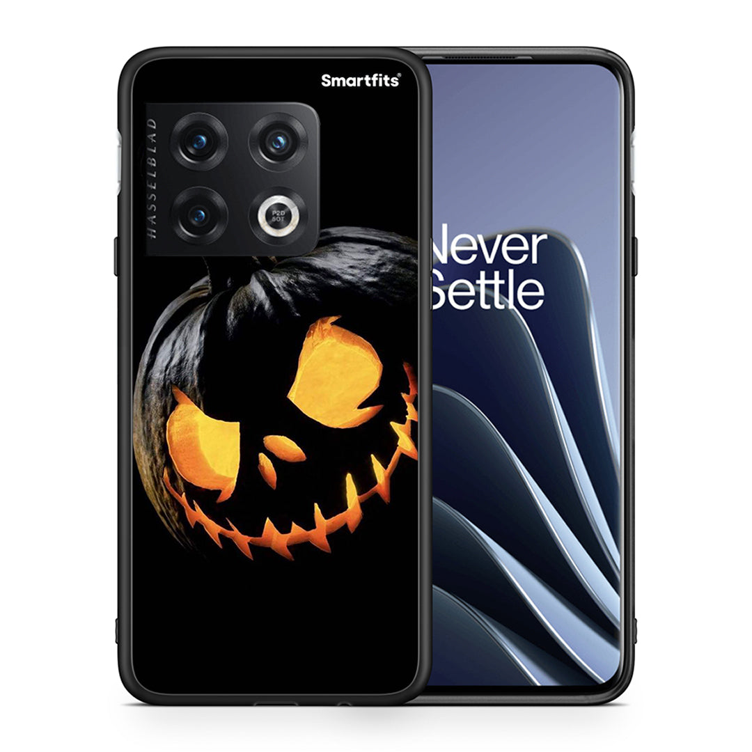 Θήκη OnePlus 10 Pro Halloween Scary Pumpkin από τη Smartfits με σχέδιο στο πίσω μέρος και μαύρο περίβλημα | OnePlus 10 Pro Halloween Scary Pumpkin case with colorful back and black bezels