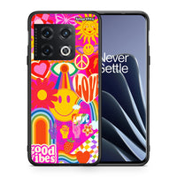 Thumbnail for Θήκη OnePlus 10 Pro Hippie Love από τη Smartfits με σχέδιο στο πίσω μέρος και μαύρο περίβλημα | OnePlus 10 Pro Hippie Love case with colorful back and black bezels