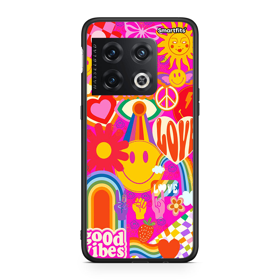 OnePlus 10 Pro Hippie Love θήκη από τη Smartfits με σχέδιο στο πίσω μέρος και μαύρο περίβλημα | Smartphone case with colorful back and black bezels by Smartfits
