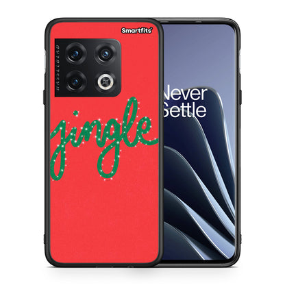 Θήκη OnePlus 10 Pro Jingle Xmas από τη Smartfits με σχέδιο στο πίσω μέρος και μαύρο περίβλημα | OnePlus 10 Pro Jingle Xmas case with colorful back and black bezels