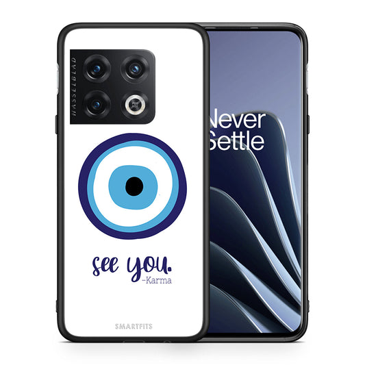 Θήκη OnePlus 10 Pro Karma Says από τη Smartfits με σχέδιο στο πίσω μέρος και μαύρο περίβλημα | OnePlus 10 Pro Karma Says case with colorful back and black bezels