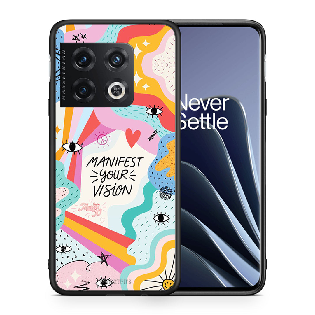Θήκη OnePlus 10 Pro Manifest Your Vision από τη Smartfits με σχέδιο στο πίσω μέρος και μαύρο περίβλημα | OnePlus 10 Pro Manifest Your Vision case with colorful back and black bezels