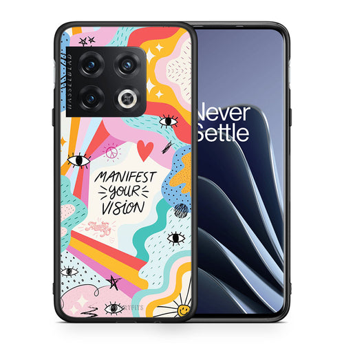 Θήκη OnePlus 10 Pro Manifest Your Vision από τη Smartfits με σχέδιο στο πίσω μέρος και μαύρο περίβλημα | OnePlus 10 Pro Manifest Your Vision case with colorful back and black bezels