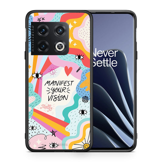 Θήκη OnePlus 10 Pro Manifest Your Vision από τη Smartfits με σχέδιο στο πίσω μέρος και μαύρο περίβλημα | OnePlus 10 Pro Manifest Your Vision case with colorful back and black bezels