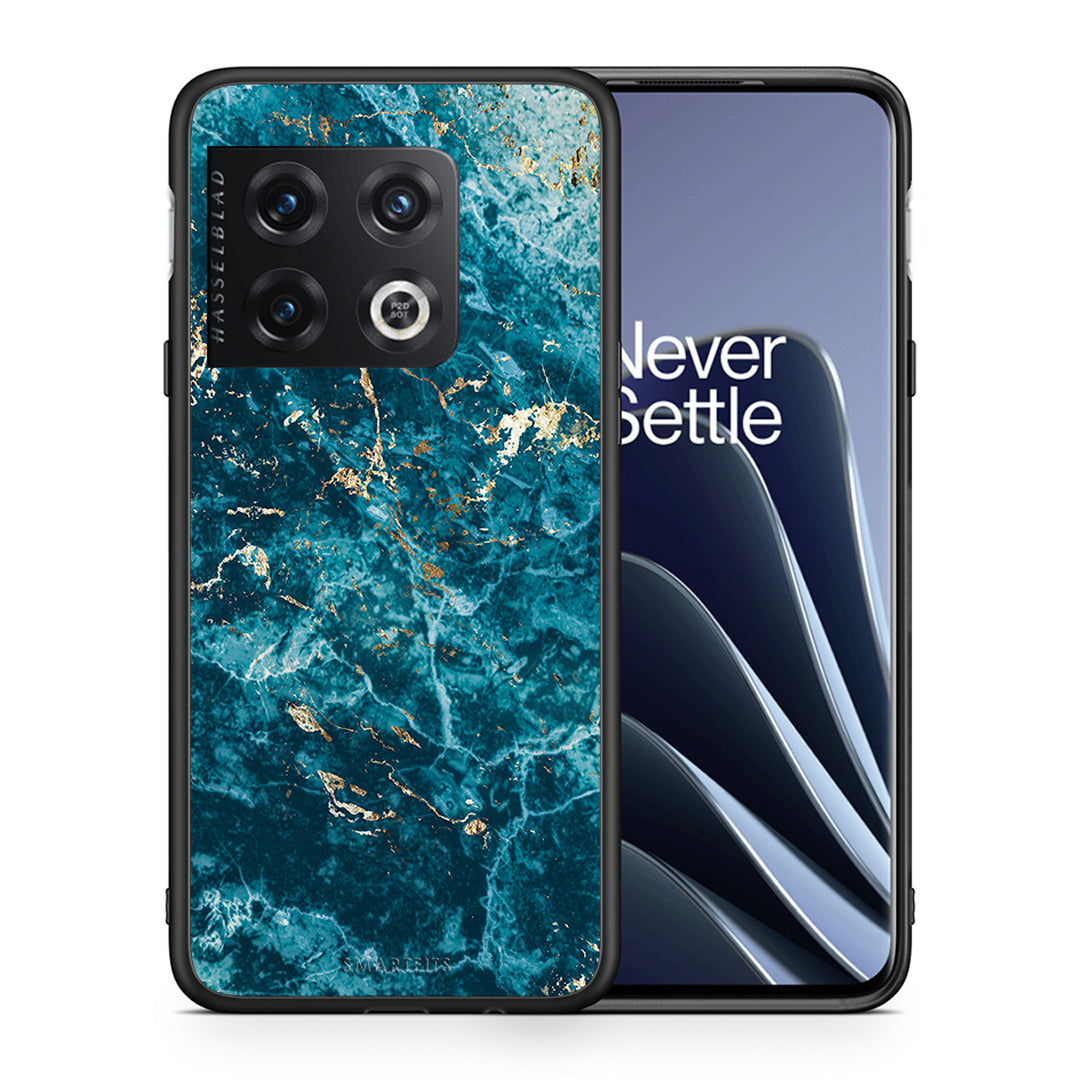 Θήκη OnePlus 10 Pro Marble Blue από τη Smartfits με σχέδιο στο πίσω μέρος και μαύρο περίβλημα | OnePlus 10 Pro Marble Blue case with colorful back and black bezels