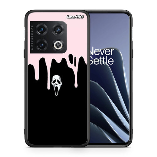 Θήκη OnePlus 10 Pro Melting Halloween Mask από τη Smartfits με σχέδιο στο πίσω μέρος και μαύρο περίβλημα | OnePlus 10 Pro Melting Halloween Mask case with colorful back and black bezels