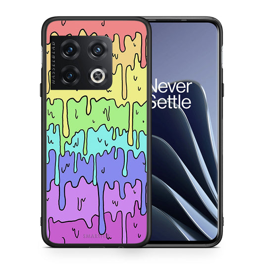 Θήκη OnePlus 10 Pro Melting Rainbow από τη Smartfits με σχέδιο στο πίσω μέρος και μαύρο περίβλημα | OnePlus 10 Pro Melting Rainbow case with colorful back and black bezels
