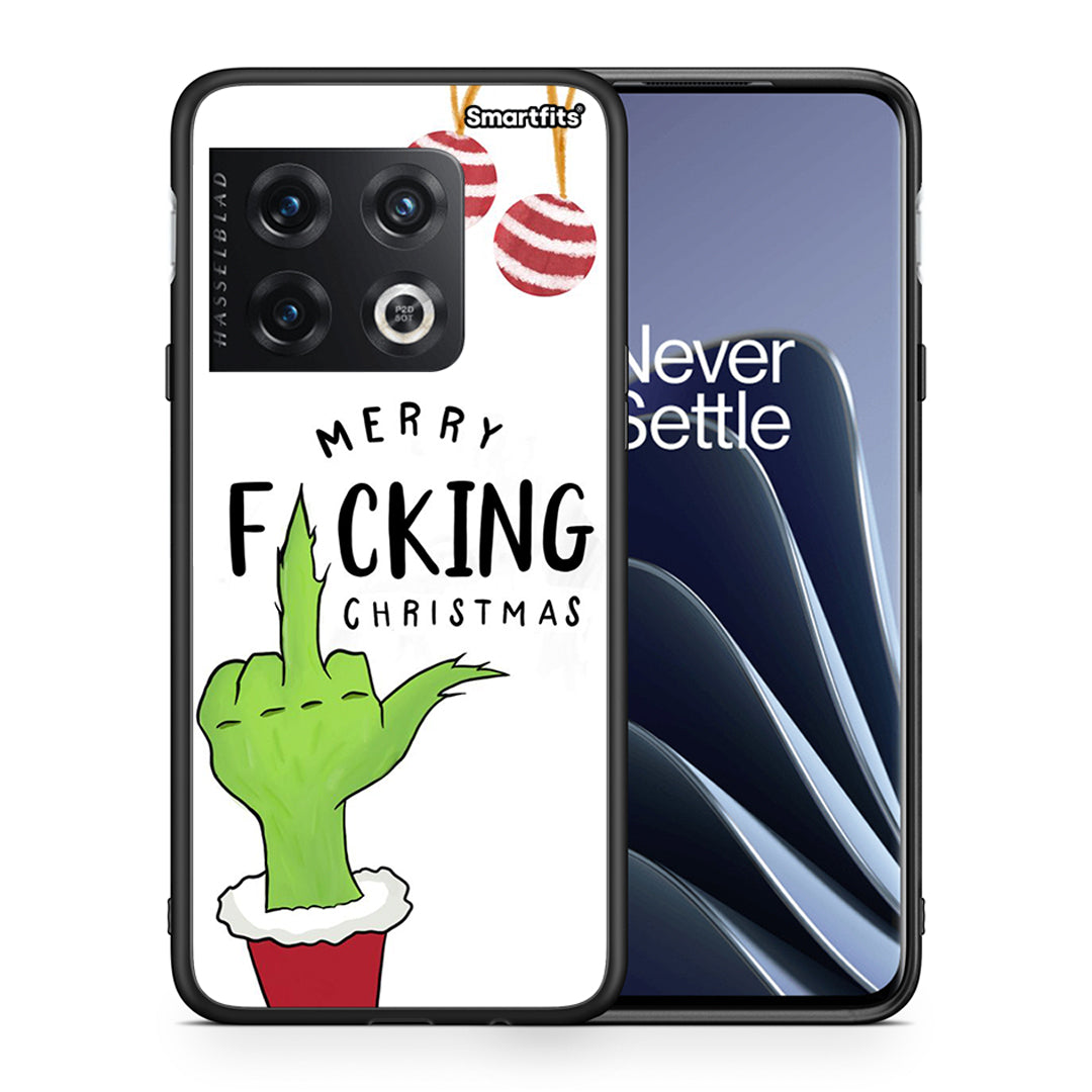 Θήκη OnePlus 10 Pro Merry F Xmas από τη Smartfits με σχέδιο στο πίσω μέρος και μαύρο περίβλημα | OnePlus 10 Pro Merry F Xmas case with colorful back and black bezels