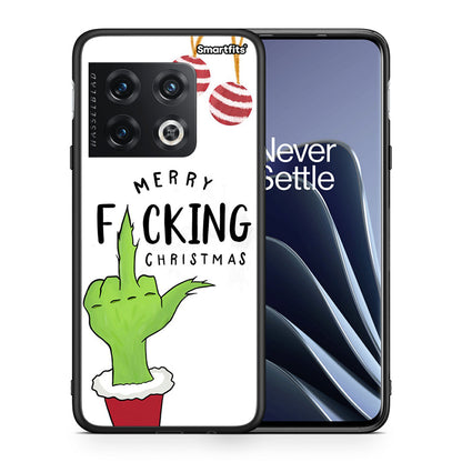 Θήκη OnePlus 10 Pro Merry F Xmas από τη Smartfits με σχέδιο στο πίσω μέρος και μαύρο περίβλημα | OnePlus 10 Pro Merry F Xmas case with colorful back and black bezels