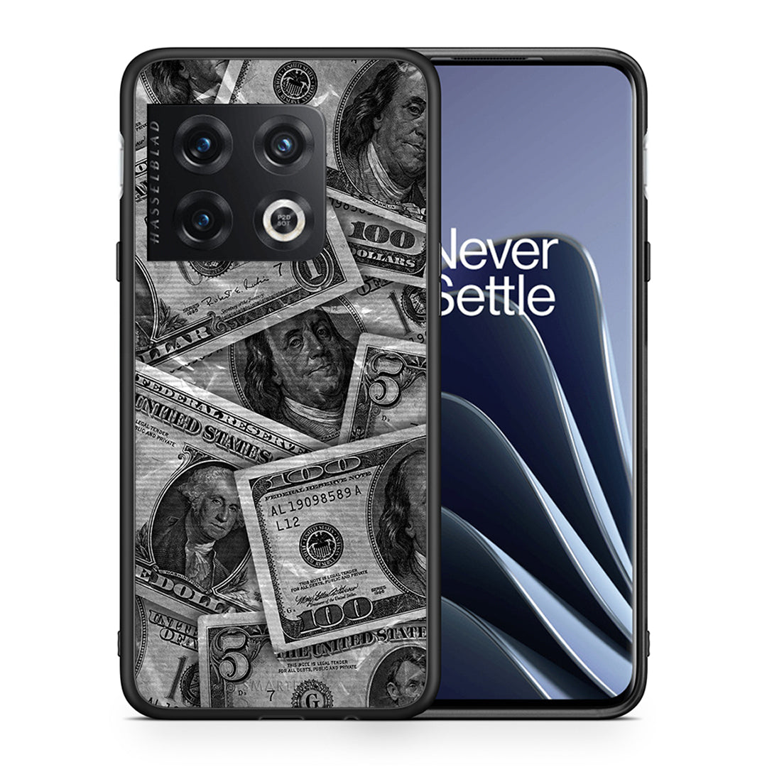 Θήκη OnePlus 10 Pro Money Dollars από τη Smartfits με σχέδιο στο πίσω μέρος και μαύρο περίβλημα | OnePlus 10 Pro Money Dollars case with colorful back and black bezels