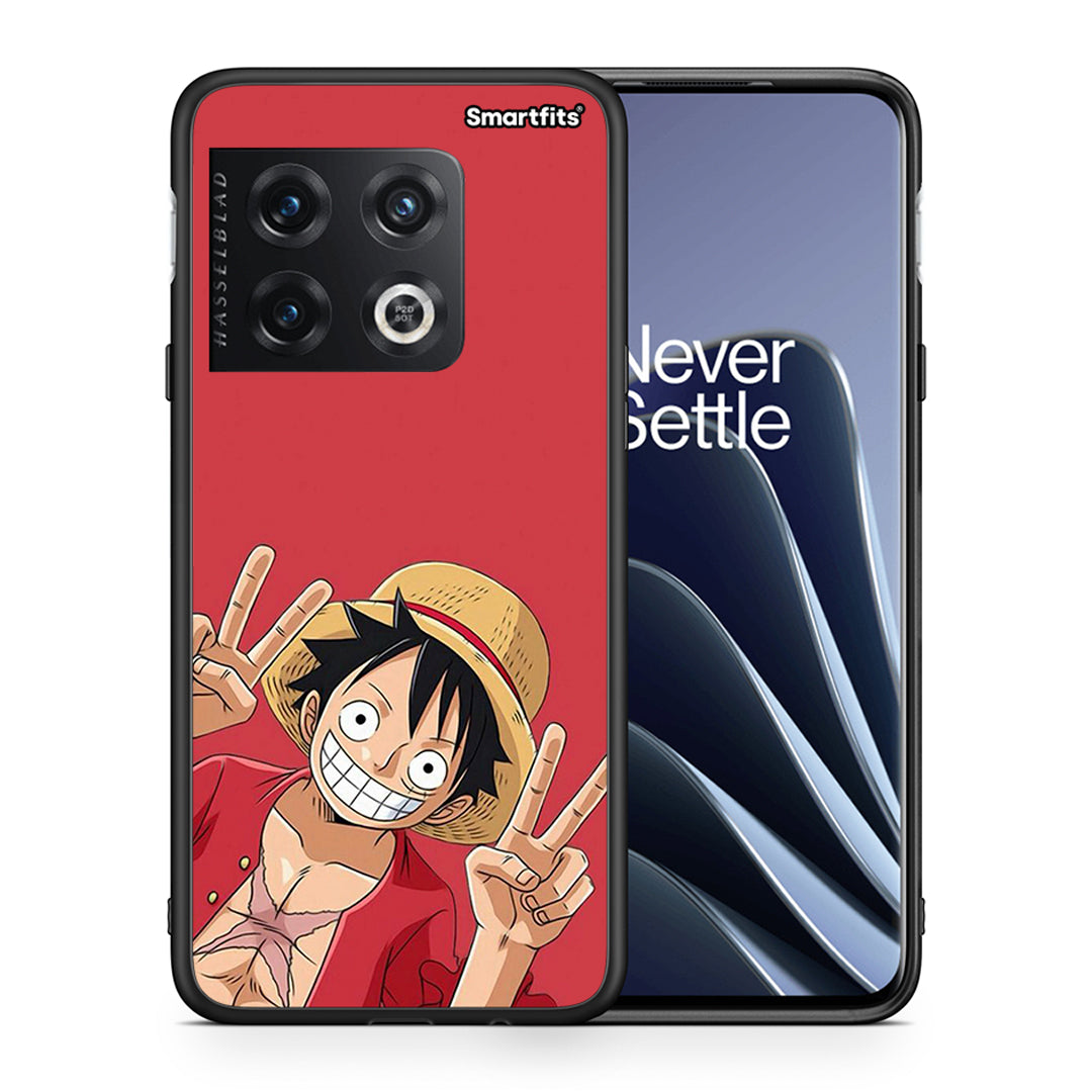 Θήκη OnePlus 10 Pro Pirate Luffy από τη Smartfits με σχέδιο στο πίσω μέρος και μαύρο περίβλημα | OnePlus 10 Pro Pirate Luffy case with colorful back and black bezels