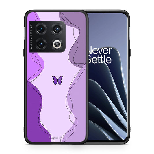 Θήκη Αγίου Βαλεντίνου OnePlus 10 Pro Purple Mariposa από τη Smartfits με σχέδιο στο πίσω μέρος και μαύρο περίβλημα | OnePlus 10 Pro Purple Mariposa case with colorful back and black bezels