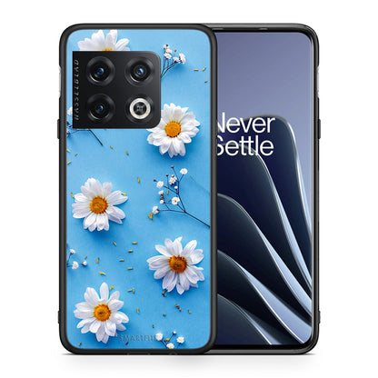 Θήκη OnePlus 10 Pro Real Daisies από τη Smartfits με σχέδιο στο πίσω μέρος και μαύρο περίβλημα | OnePlus 10 Pro Real Daisies case with colorful back and black bezels