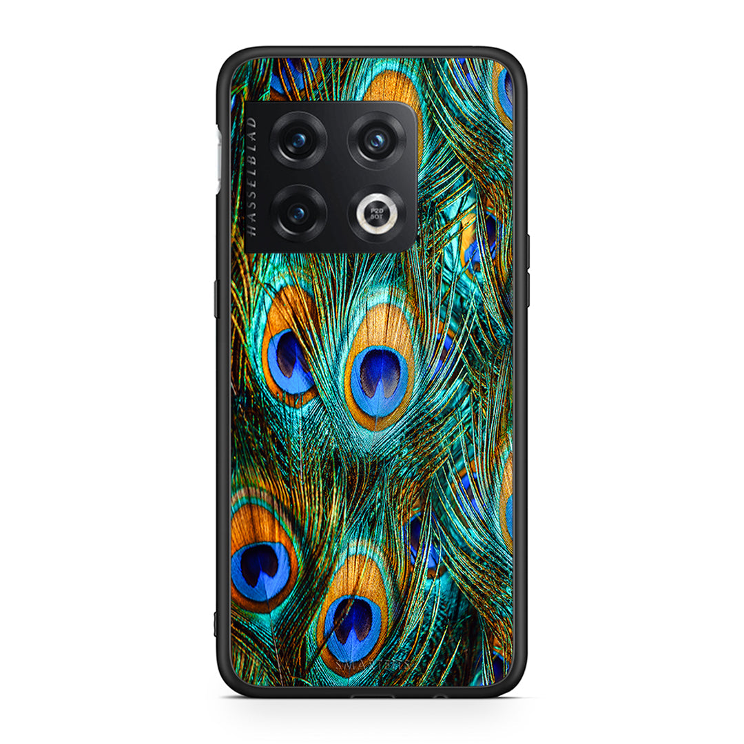 OnePlus 10 Pro Real Peacock Feathers θήκη από τη Smartfits με σχέδιο στο πίσω μέρος και μαύρο περίβλημα | Smartphone case with colorful back and black bezels by Smartfits