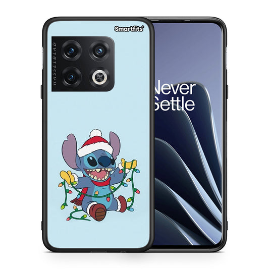 Θήκη OnePlus 10 Pro Santa Stich από τη Smartfits με σχέδιο στο πίσω μέρος και μαύρο περίβλημα | OnePlus 10 Pro Santa Stich case with colorful back and black bezels