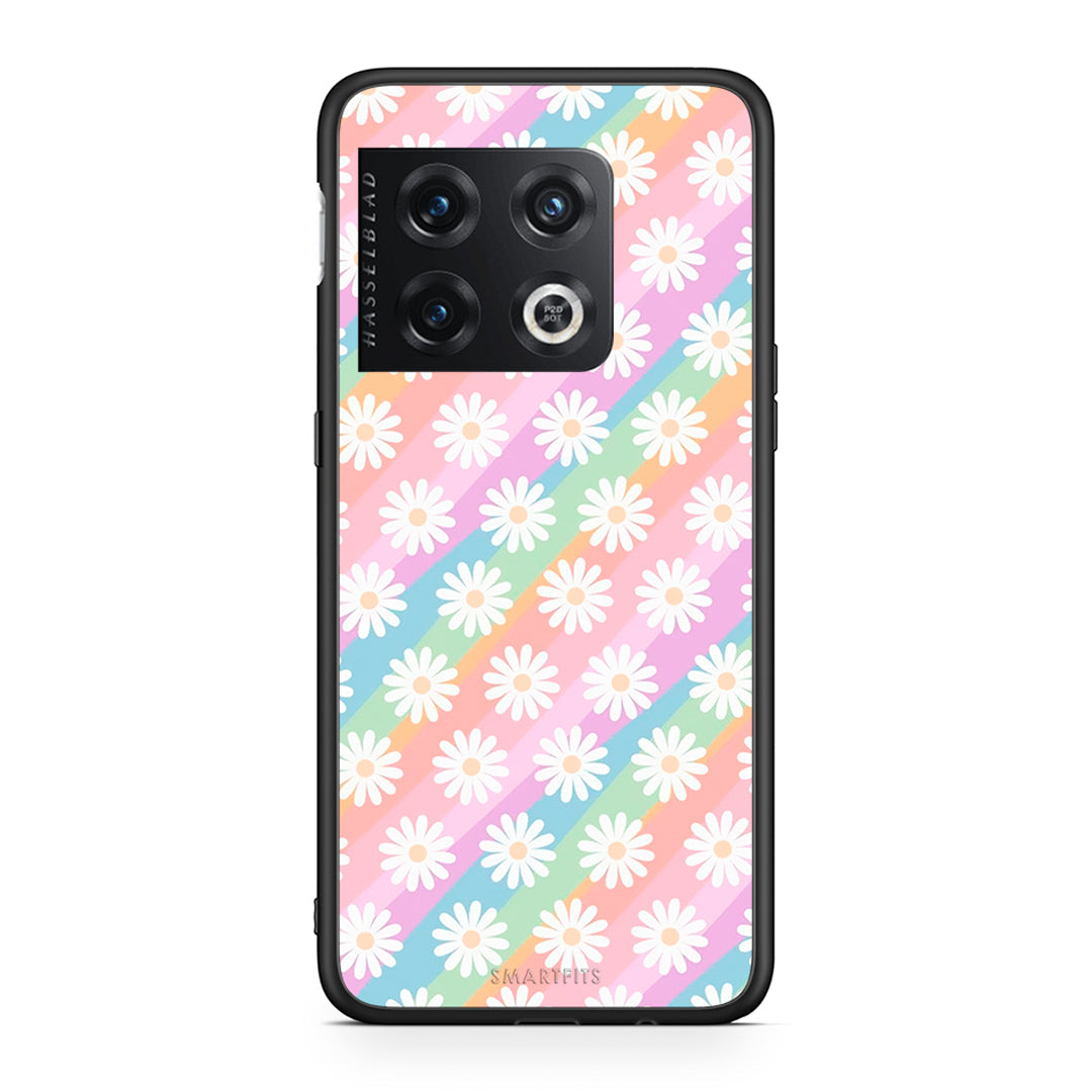 OnePlus 10 Pro White Daisies θήκη από τη Smartfits με σχέδιο στο πίσω μέρος και μαύρο περίβλημα | Smartphone case with colorful back and black bezels by Smartfits